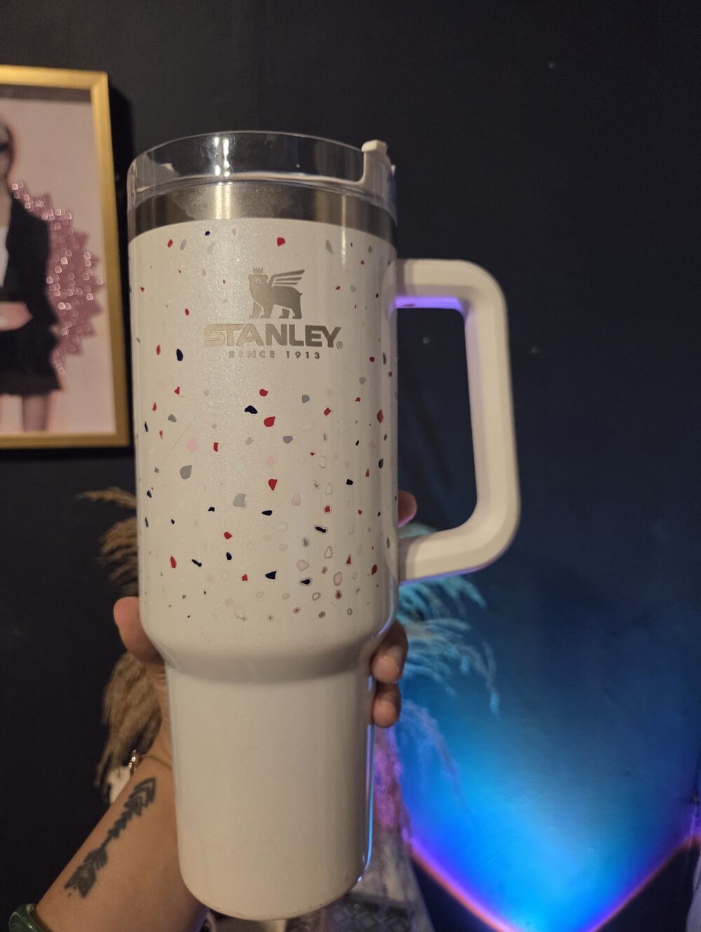 Stanley White Terrazzo Travel Mug with Handle